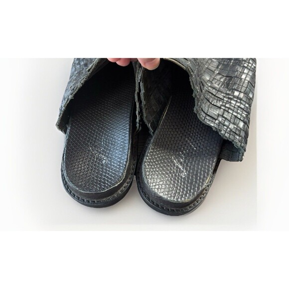 Free People IDLEWILD Footbed Sandals Size 38 Black Woven Leather Slides 8 - Picture 2 of 8